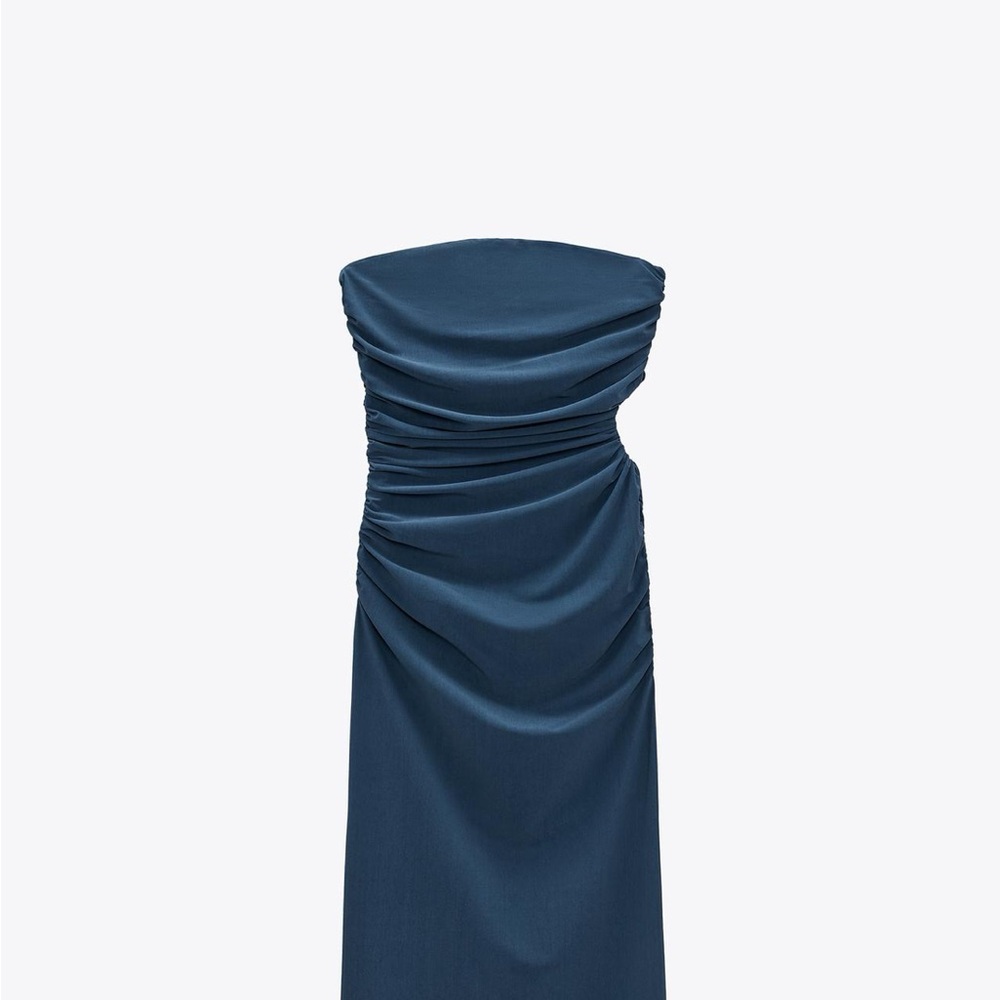 Elegant Blue Strapless Dress